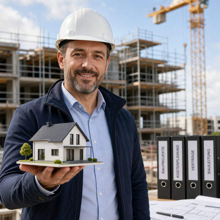 Bauunternehmer mit Modellhaus