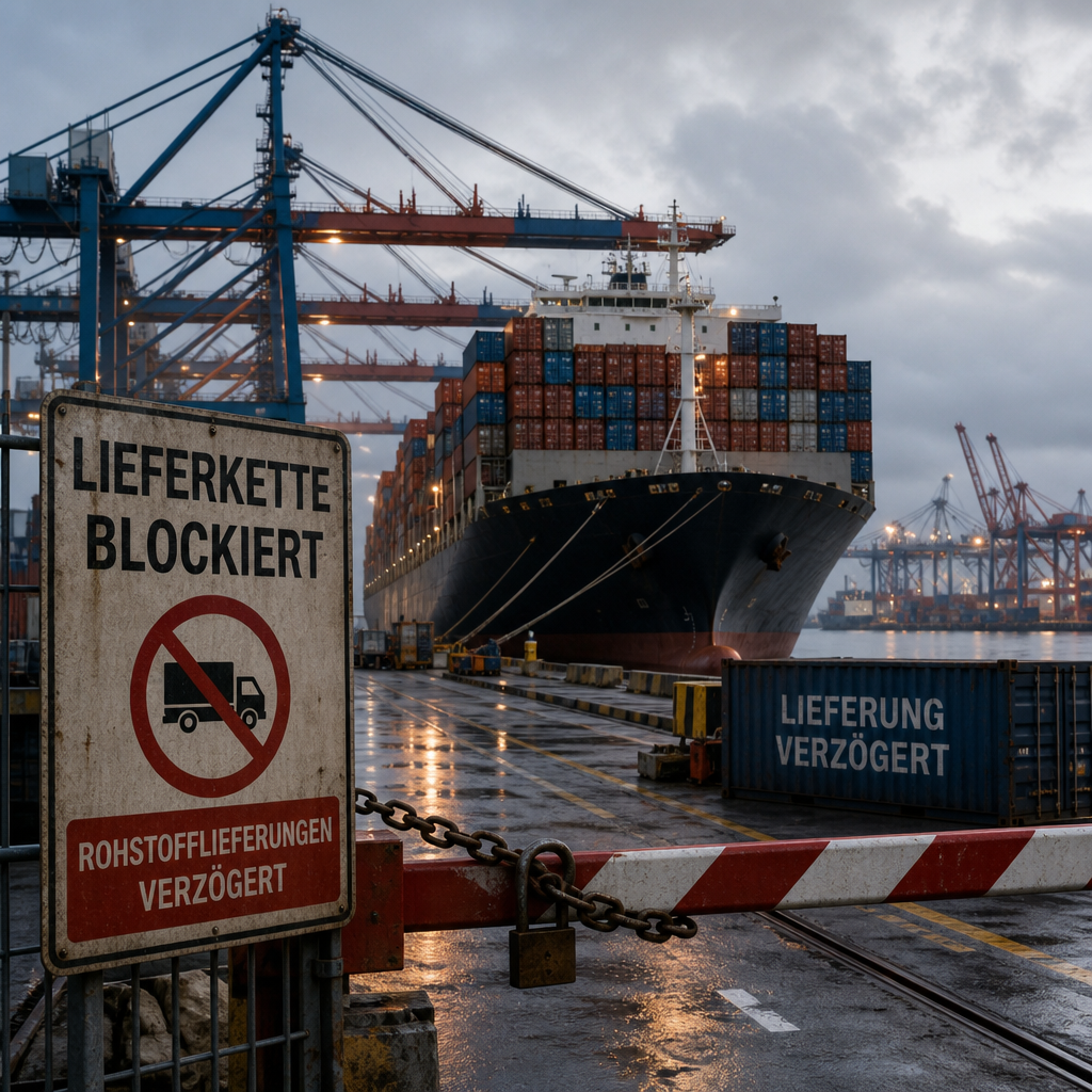 Blockierte Lieferkette am Hafen